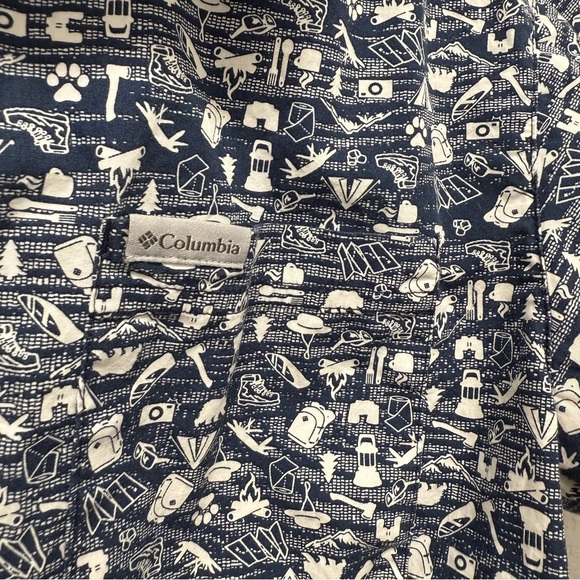 Columbia Shirt Rogers Peak Navy‎ Printed Short Sleeve Men's Size: Medium - Picture 2 of 9